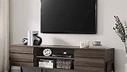 WAMPAT Mid-Century Modern TV Stand for TVs up to 75 inch Flat Screen Wood TV Console Media Cabinet with Storage, Home Entertainment Center in Brown for Living Room Bedroom, 70 inch