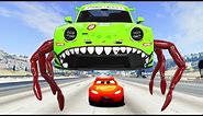Escape From Lightning McQueen Demons Cartoon Car Eater | Monsters Cars Ride Chase | BeamNG Drive