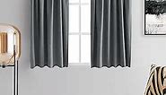 DONREN 54 Inch Length Medium Grey Blackout Curtains for Bedroom - Small Window Treatment Rod Pocket Curtain Drapes (Set of 2 Panels)