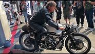 Moto Guzzi V8 under the skirt - quick service and engine start, with Giacomo Agostini as support :-)