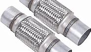 FGJQEFG 2PCS Exhaust Flex Pipe Stainless Steel Braid 2.5"Inch x 6"Inch w/Ends 10"Inch Long Heavy Duty