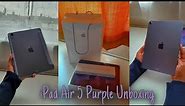 iPad Air 5 Unboxing – Purple (256GB) and Apple Pencil 2 + Accessories