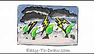 How to draw a Thunderstorm step by step - Free & Easy Tutorial