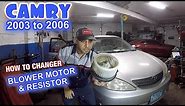 How to replace Blower motor or resistor on 2003 to 2006 Toyota Camry