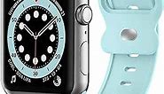 Upgrade Bands Compatible with Apple Watch Band 42mm 44mm 45mm for Women Men-Soft Silicone Replacement Sport Watch Strap for iWatch SE Series 7 6 5 4 3 2 1-Wristband