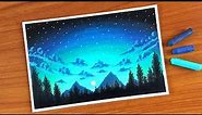 Starry Night Sky Oil Pastel Painting for beginners | Easy Oil Pastel Drawing Tutorial
