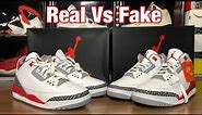 Air Jordan 3 Fire Red Real Vs Fake Review. W Blacklight and weight comparisons