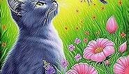 Kaliosy 5D Diamond Art Painting Cat by Number Kits, Paint with Diamonds Art Animal DIY Full Drill, Crystal Craft Cross Stitch Embroidery Decoration 30x40cm?12x16inch?