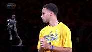 Stephen Curry Accepts MVP Trophy