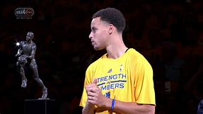 Stephen Curry Accepts MVP Trophy