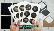 24 Gold-Foiled Black Thank You Cards with Envelopes & Stickers - 6 Designs Black and Gold Thank You Cards Gold, 6x4in Masculine Thank You Cards Black Thank You Notes, Thank You Cards Black and Gold