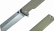 Pocket Folding Cleaver Knife Stone Wash Blade Flip Open G10 Handle with Pocket Clip Everyday Carry for Men, Women, Boys Fine Edge Stainless Steel EDC knife for Camping Hiking, Hunting, Outdoors