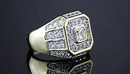 Men's Gold-Plated Square Cut Cubic Zirconia Ring