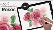 How To Draw Watercolor Rose Bouquet • Procreate Tutorial • Valentine's Day Art