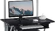 Topeakmart 3 Tier Computer Desk with Printer Shelf and Keyboard Tray, Home Office Desk Computer Workstation Rolling Study PC Laptop Table for Small Spaces Black