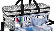 LUXJA Double-layer Carrying Case Compatible with Cricut Die-Cut Machine, 2 Layers Bag Compatible with Cricut Explore Air (Air 2) and Maker (Patent Design), Gray Dots