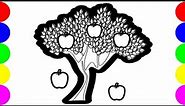 How to Draw Apple Tree with Fruits Drawing Pictures Easy | Jolly Toy Art
