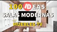 100 IDEAS de DECORACION de SALAS MODERNAS con MUEBLES de Television colgado en la pared y leds| GUÍA