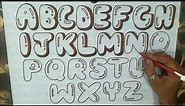 bubbles lettters a to z with shadow handwritting - how to draw 3d letters | bubble & block letters