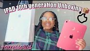 PINK IPAD 10th GENERATION UNBOXING/REVIEW 📦🥳