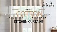 July Joy Cotton Tier Curtains 36 Inches Long Country Kitchen Curtains Tab Top for Small Window Bathroom Farmhouse 56" x 36",Black