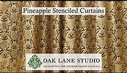 Pineapple Wall Stencil on Curtain DIY | Oak Lane Studio