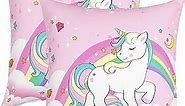 Unicorn Throw Pillow Covers 16"x16" Set of 2 Soft Kids Cute Unicorn Decorative Throw PillowCases for Sofa for Magical Dreamy Horse Pillow Cases Cushion Covers Rainbow Cloud Cushion Cases Pink