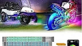 18Pcs Motorcycle LED Light Kit with Turn Signals, Waterproof Golf Cart Underglow Led Light Strip Kit with APP/RF Remote, Harley Davidson Neon Light Motorcycle Ground Effect Lights Suzuki Kawasaki 12V