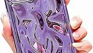 LY&SASIF Compatible with iPhone 13 Pro Max Holographic Case, Cute Laser 3D Water Ripple Bling Glitter Luxury Plating Wave Shape Phone case for Women Girls Silicone Protection Cover (Light Purple)