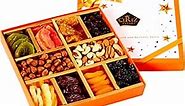 Dried Fruit and Nuts Gift Basket - Gourmet Holiday Gift Box - 10 Variety Holiday Healthy Snack - 1.43 lbs Elegant Orange Box - Cerez Pazari