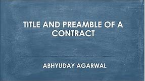 Title and preamble of a contract