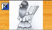 How to draw a Girl reading book -Drawing easy || Pencil sketch for beginner || Drawing tutorial
