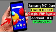 Samsung M01 Core Hard Reset & Google/FRP Bypass |ANDROID 10 Q Without PC