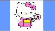 How to draw Hello Kitty in Kimono