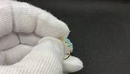 14K Real Solid Gold Turquoise Ring for Women, December Birthstone Stone Cluster Stackable Rings, Jewelry Gift for Her