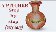 How to draw a pitcher step by step (very easy) || Art video