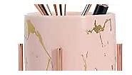 Ceramic Pencil Holder for Desk Cute Pencil Pen Holder Desk Decor Aesthetic for Office,School,Home Makeup Brush Holder Cup Marble Pen Cup Pen Organizer for Desk (Pink Gold)