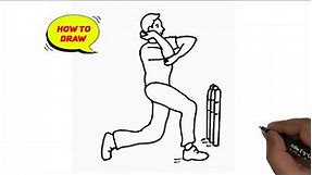 How to draw Cricket Player Bowler easy and step by step