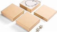 MESHA Jewelry Gift Boxes, 3.5x3.5x1 Inch 20 Pcs Matte Small Gift Box wtih Lids, Small Cardboard Jewelry Boxes with Cotton Filled and Lids, Jewelry Box Bulk for Valentine's Day Brown