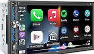 PLZ Wireless Double Din Car Stereo Apple Car Play Radio, Bluetooth 5.3, Audio Receivers, 7" Carplay Android Auto Touch Screen, 4.2 Channel Voice Outputs, 240W, Subwoofers, Backup Camera, SWC FM/AM