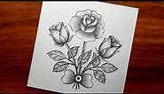 Rose Drawing || Valentine's Day Special Drawing || How to Draw Rose Flower with Pencil Sketch.