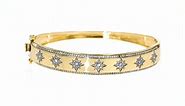 Diamond Star Bangle Bracelet in 14kt Yellow Gold