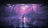 Mystical Purple Forest Pond Live Wallpaper - MoeWalls