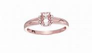 10k Rose Gold Morganite And Diamond Accented Solitaire Engagement Ring, Size 7