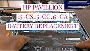 HP Pavilion 15-CS laptop BATTERY REPLACEMENT (1500 series 15 CC, 15 CA, 15 CS)