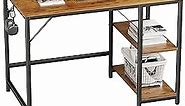 JOISCOPE Home Office Gaming Desk with Wooden Storage Shelf, Computer Office Desk and Gaming Table with Splice Board,2-Tier Industrial Morden Laptop Study Writting Desk,48 x 24 in(Vintage Oak)