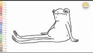 Funny Frog sitting sketch easy | How to draw Cartoon funny Frog drawing simply | Outline drawings
