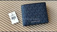 MICHAEL KORS ☜UNBOXING☞ MENS Cooper Logo Billfold Wallet With Coin Pouch / Navy
