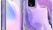 DUEDUE Samsung Galaxy S20 FE Case, Marble Pattern Heavy Duty Rugged Shockproof Drop Protection 3 in 1 Hybrid Hard PC Cover Soft Silicone Bumper Phone Case for Samsung S20 fe 4G/5G, Purple/Marble
