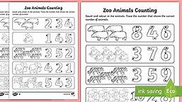 Zoo Animals Count and Write Worksheet